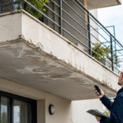pathologie des balcons avec fissures et infiltration
